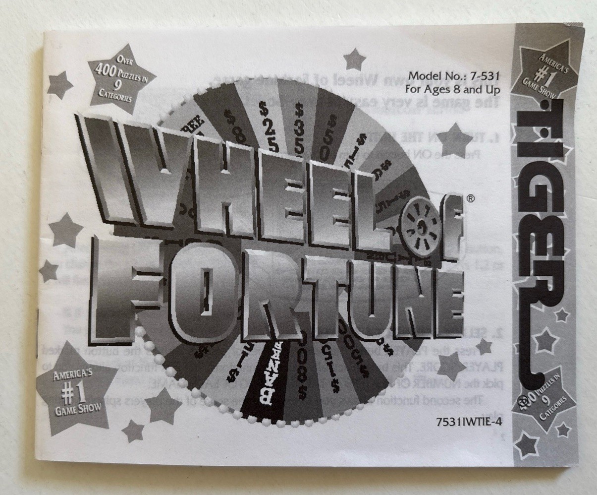 Vtg 1995 Tiger Electronics Wheel Of Fortune Handheld Game Tested & Working