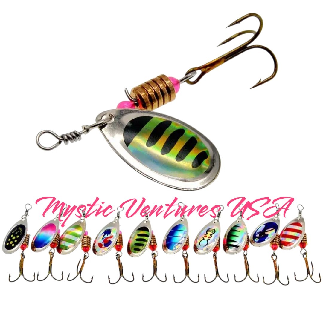 10 Piece Spinner Baits Fishing Lures Lot with Tackle Box  Assorted Crappie Bass