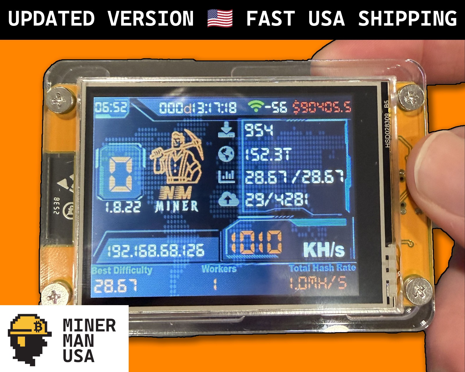 NMminer Over 1000KH/s USB NerdMiner V2 Bitcoin Solo Lottery Miner - Pre-Licensed