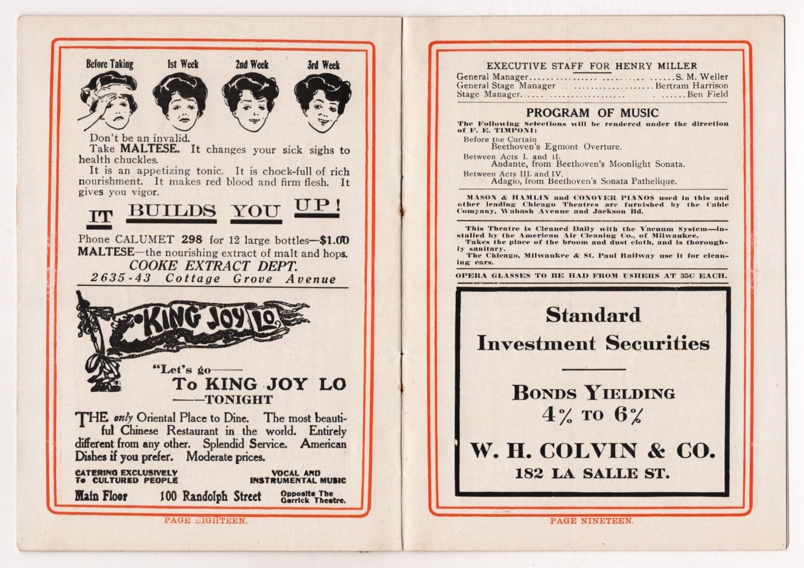 Tyrone Power Sr. "THE SERVANT IN THE HOUSE" Walter Hampden 1908 Chicago Program