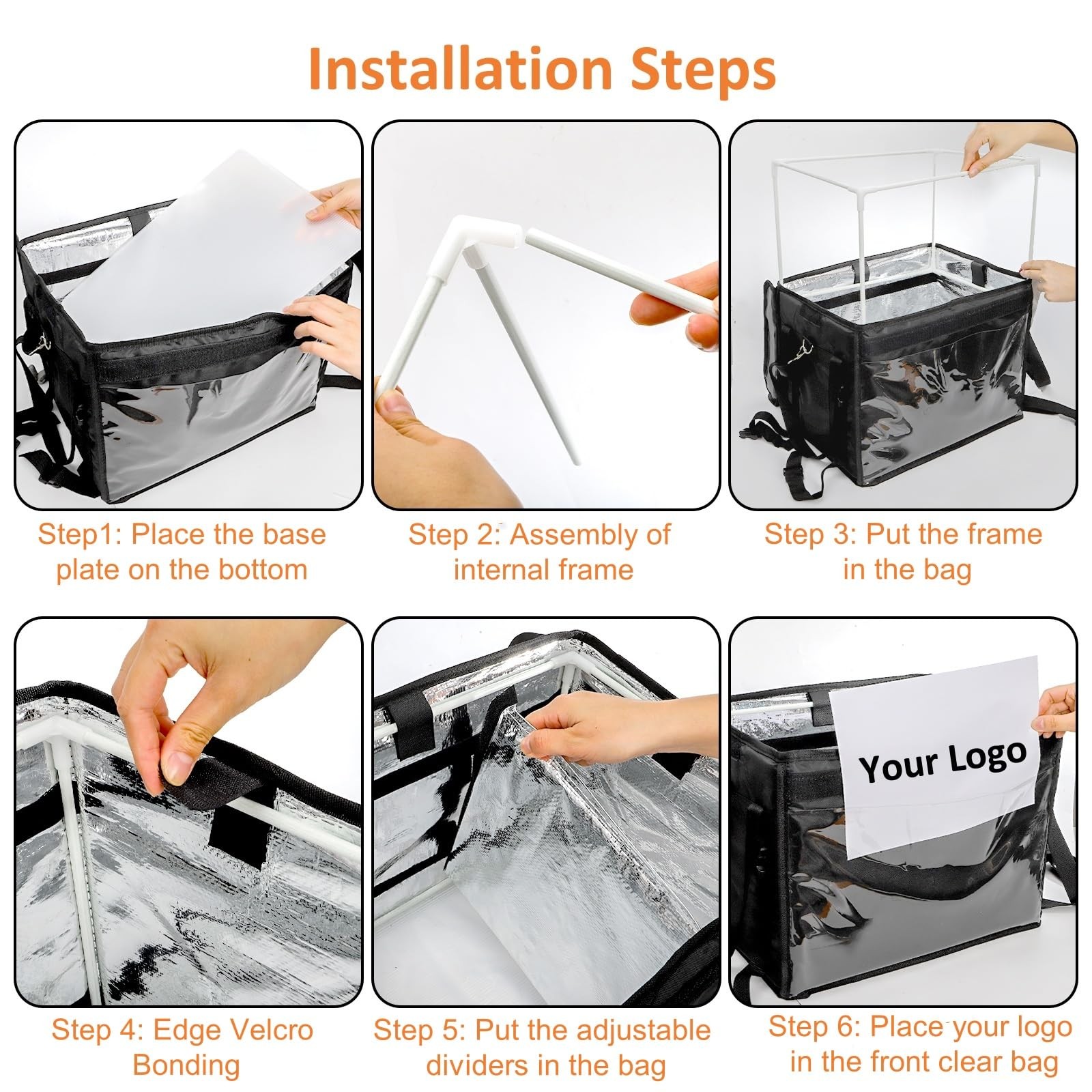 DEAYOU Insulated Food Delivery Bag for Bike, Pizza Delivery Bag with Divider and