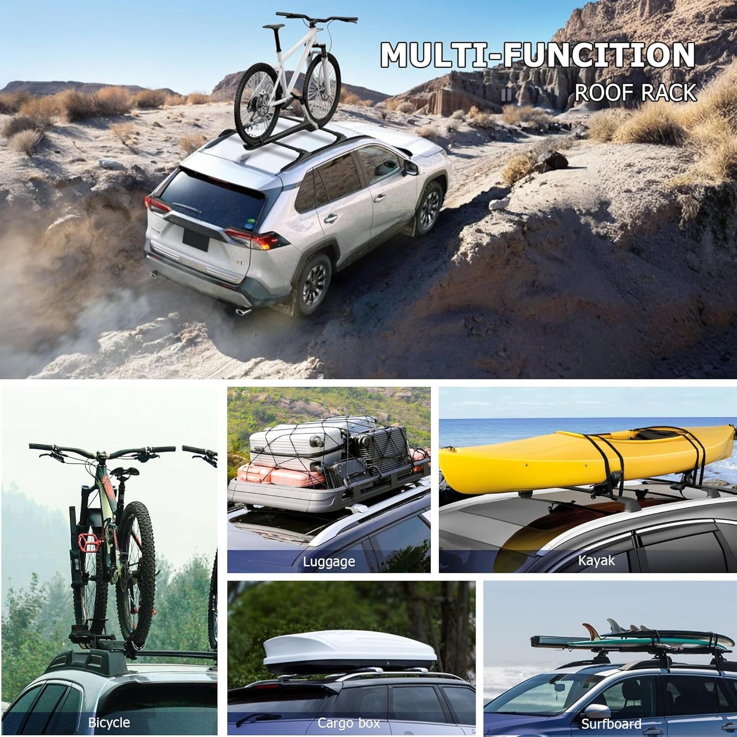 2PCS Roof Rack Top Cross Bars Luggage Carrier For 2013-2024 Toyota Rav4