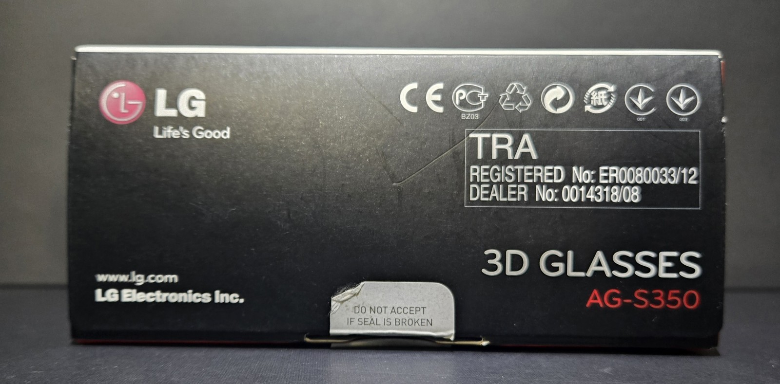 LG 3D Glasses AG S350 for LG Plasma 3D TV Glasses And Bag Only