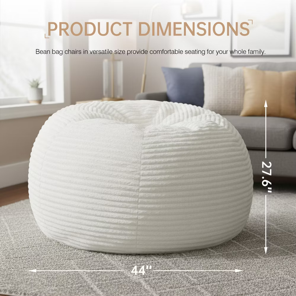 Hooseng 3.5 FT Bean Bag Chairs for Adults, Large Corduroy Bean Bag