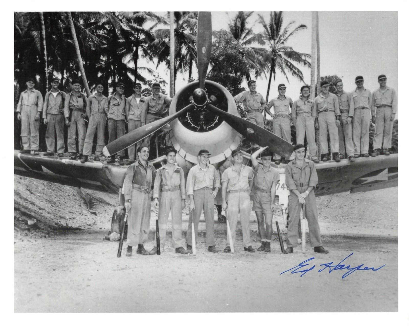 Ed Harper WWII Black Sheep Squadron Signed Autograph 8x10 Photo PSA DNA j2f1c *1