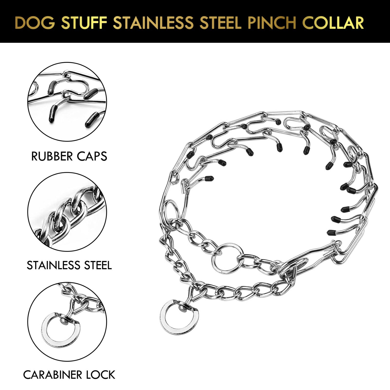 Prong Pinch Collar for Dogs Adjustable Training Chocker with Safe Quick Release