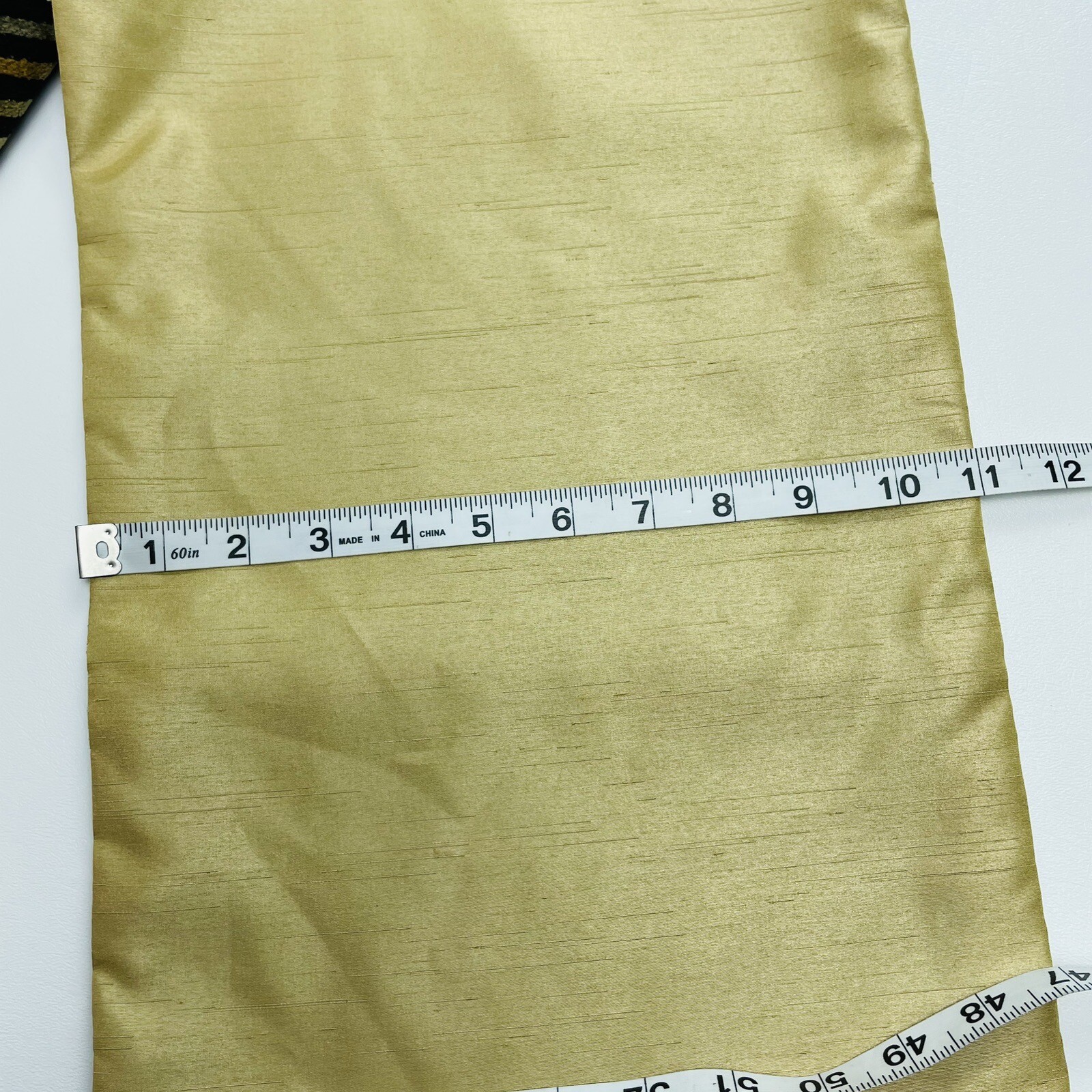 Reversible Silk Shantung Table Runner Velour Stripe 11x58 Gold Beige Black Fall