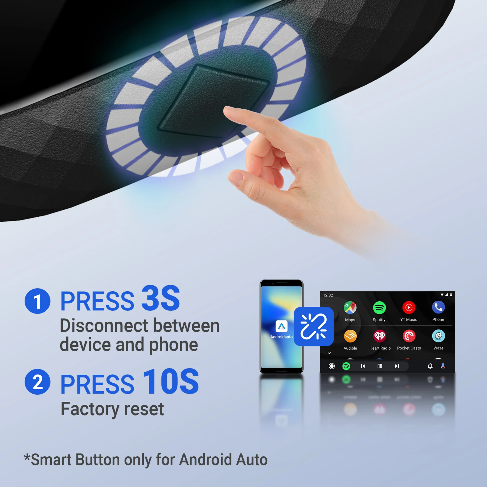 2 in 1 Wireless Apple CarPlay/Android auto Wireless Adapter for Android & Apple