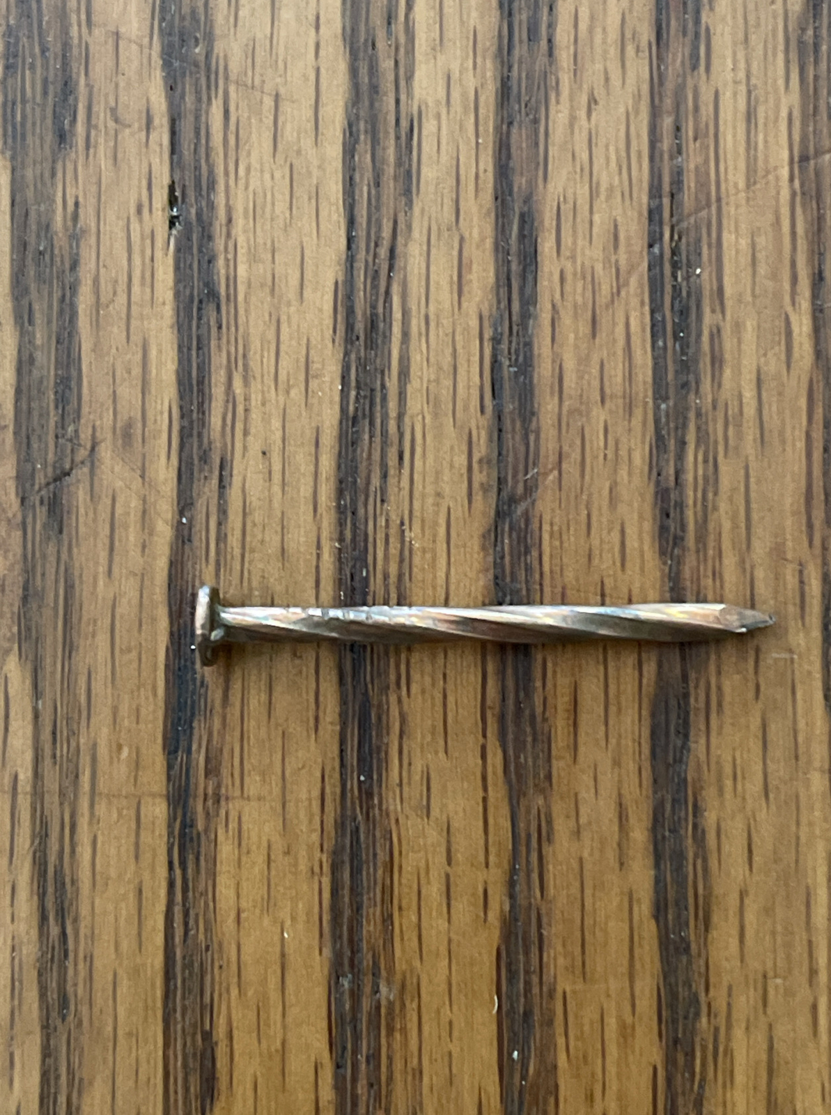 VINTAGE 1 1/4" COPPER PLATED NAILS SPIRAL SHANK 3/16” WIDE FLAT HEAD