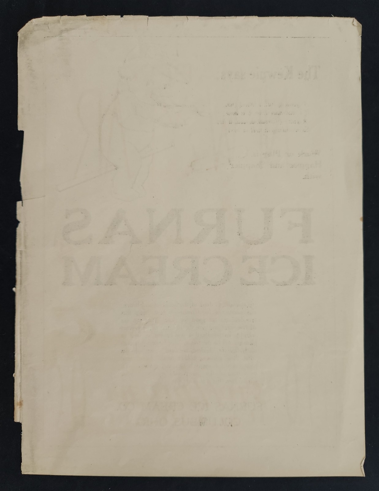 vintage KEWPIE ad FURNACE ICE CREAM columbus oh BASEBALL theme ROSE O'NEILL