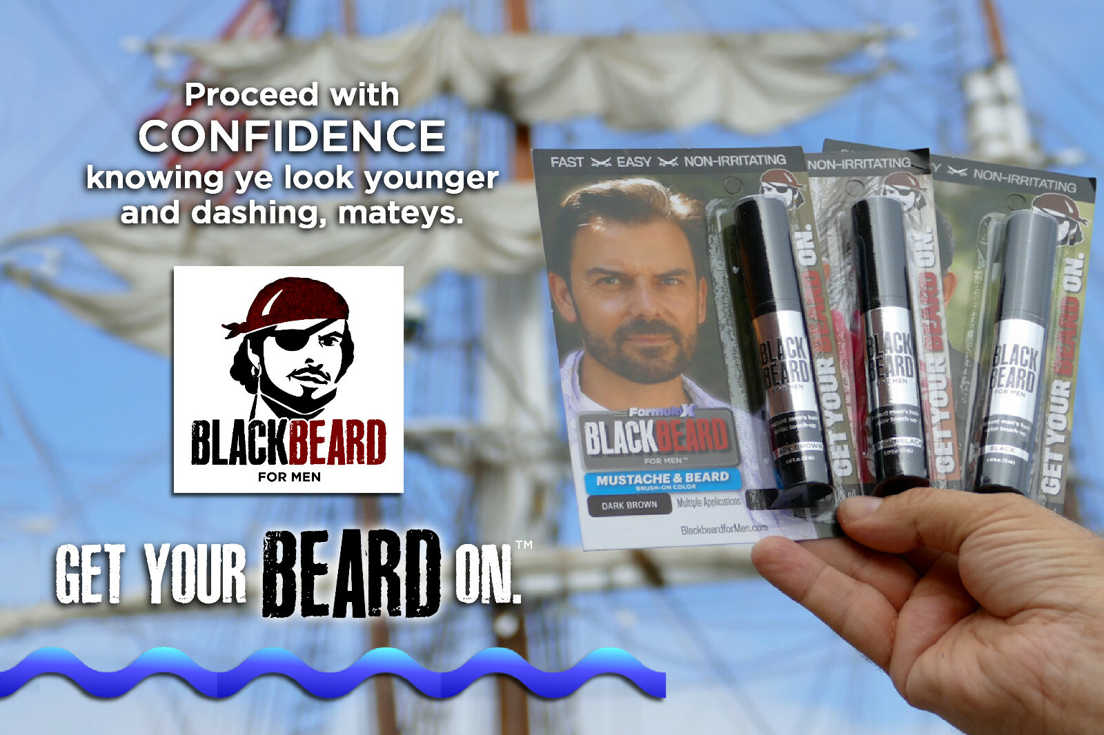 Blackbeard for Men Formula X Instant, Hypoallergenic Brush-On Beard Color, 1-pk