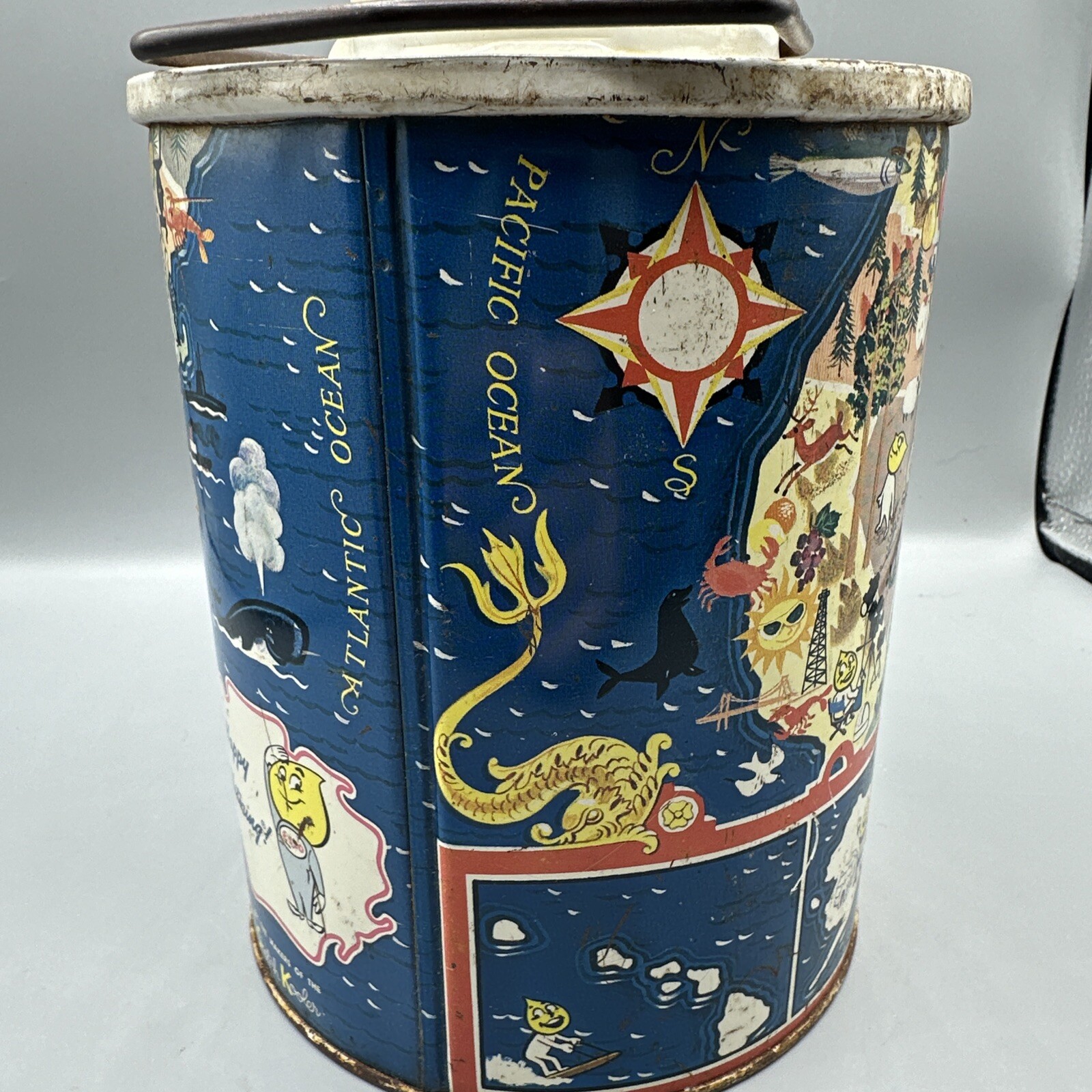 Vintage ESSO Skotch Cooler Thermos Happy Motoring Water Jug Characters USA Map