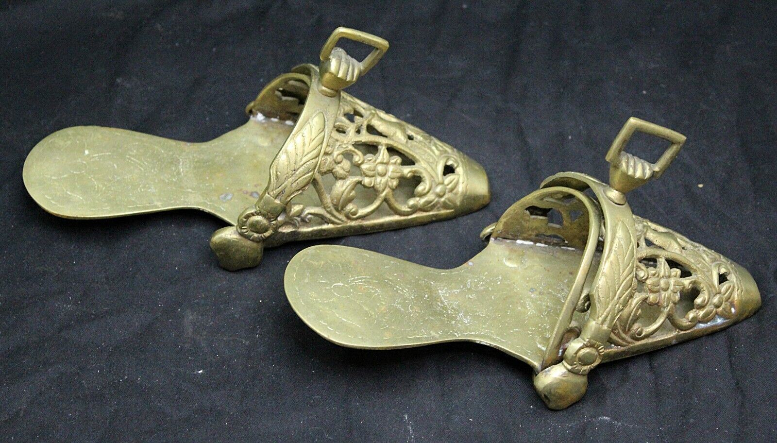 Pair of Vintage Antique Cast Bronze Stirrups Show Quality Great Patina Display