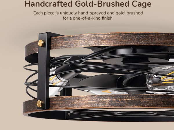 EDISHINE Pre-Assembled Ceiling Fan with Light & Remote 21" Flush Mount Farmhouse