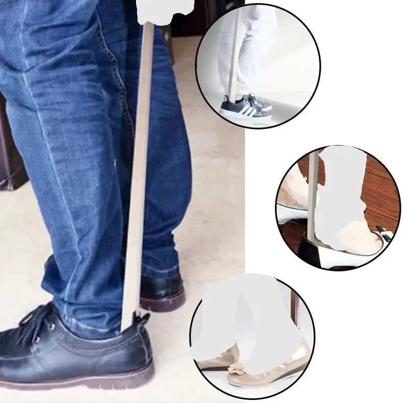 22in Extra Long Handle Shoe Horn Stainless Steel Metal Shoes Remover Shoehorn US