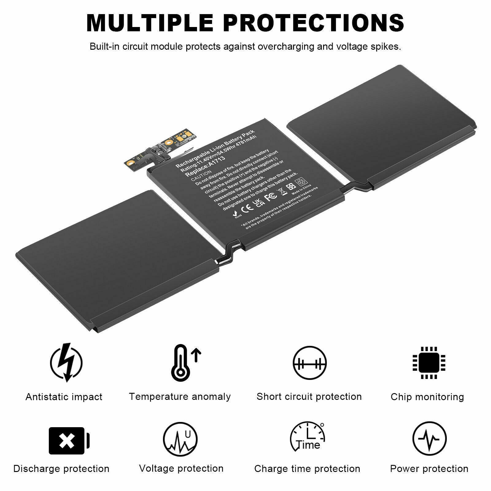 ✅A1708 A1713 Battery/Charger for Apple MacBook Pro 13’’ Late 2016/ 2017 EMC 3164