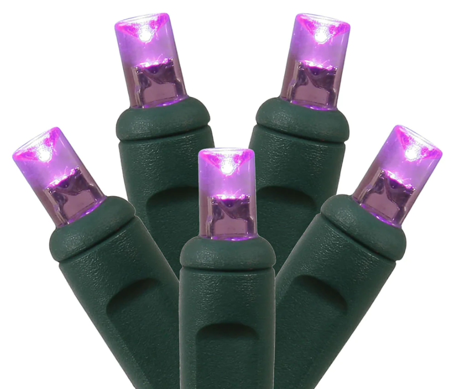 PURPLE LED Christmas String Lights Mini Lights Indoor Outdoor Holiday 50ct 24ft