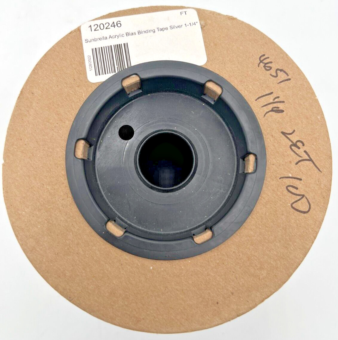 SUNBRELLA MARINE 1-1/4" SILVER 4651 BINDING TAPE DOUBLE EDGE PARTIAL, 1" REMNANT