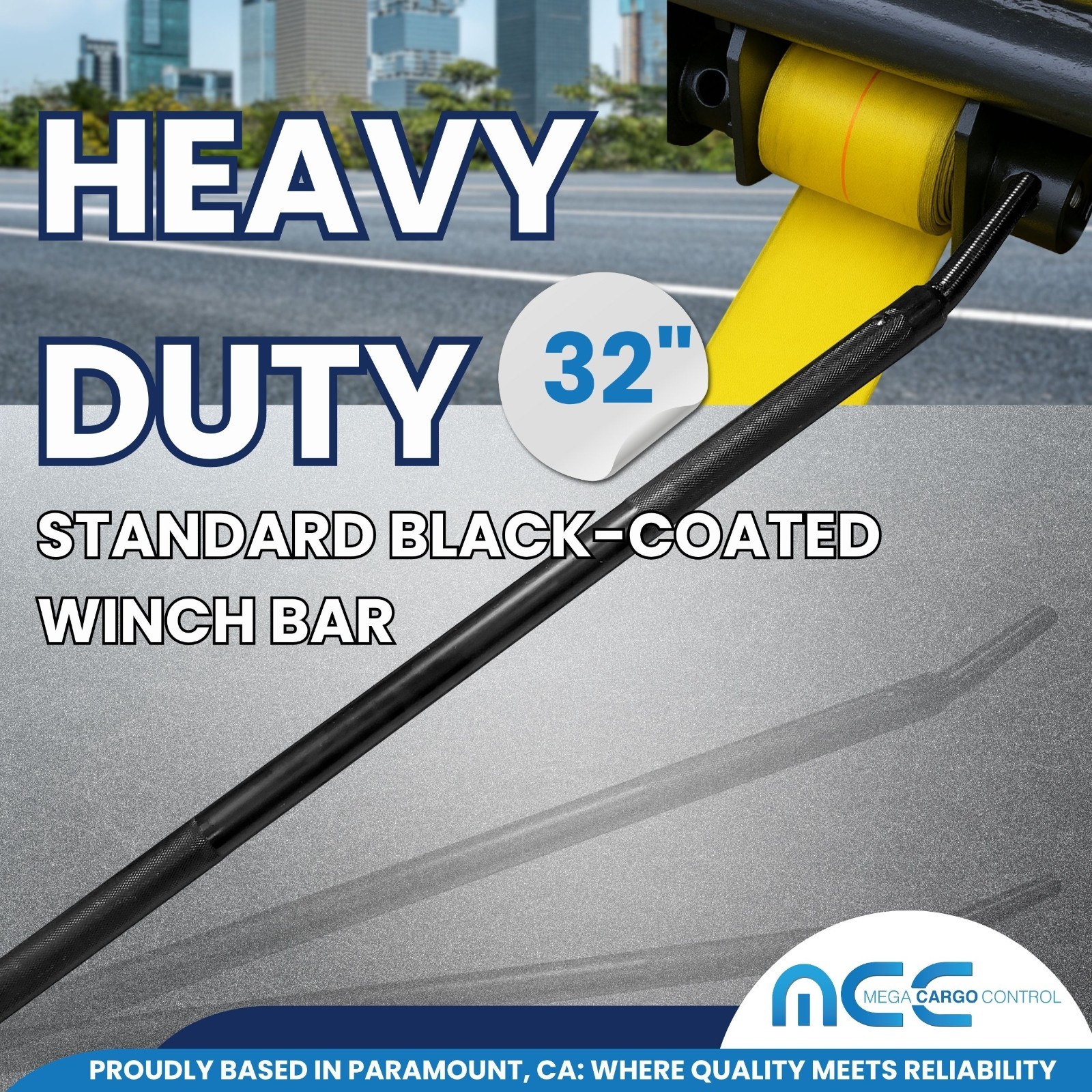 4 Pack Black Coated 32" Standard Winch Bar for Flatbed Trailer Tie Down Strap