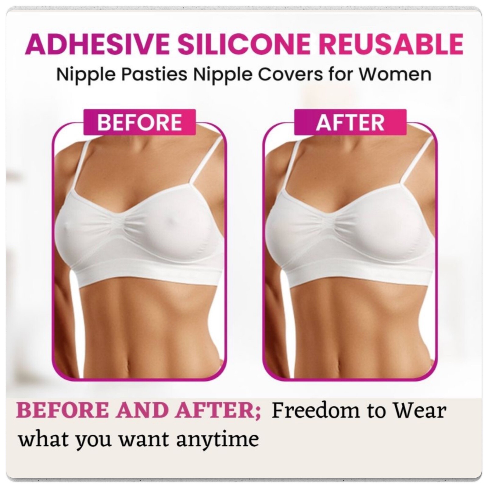 Nipple Covers - Adhesive Silicone-Reusable Nipple Covers for Woman w/ Travel Box