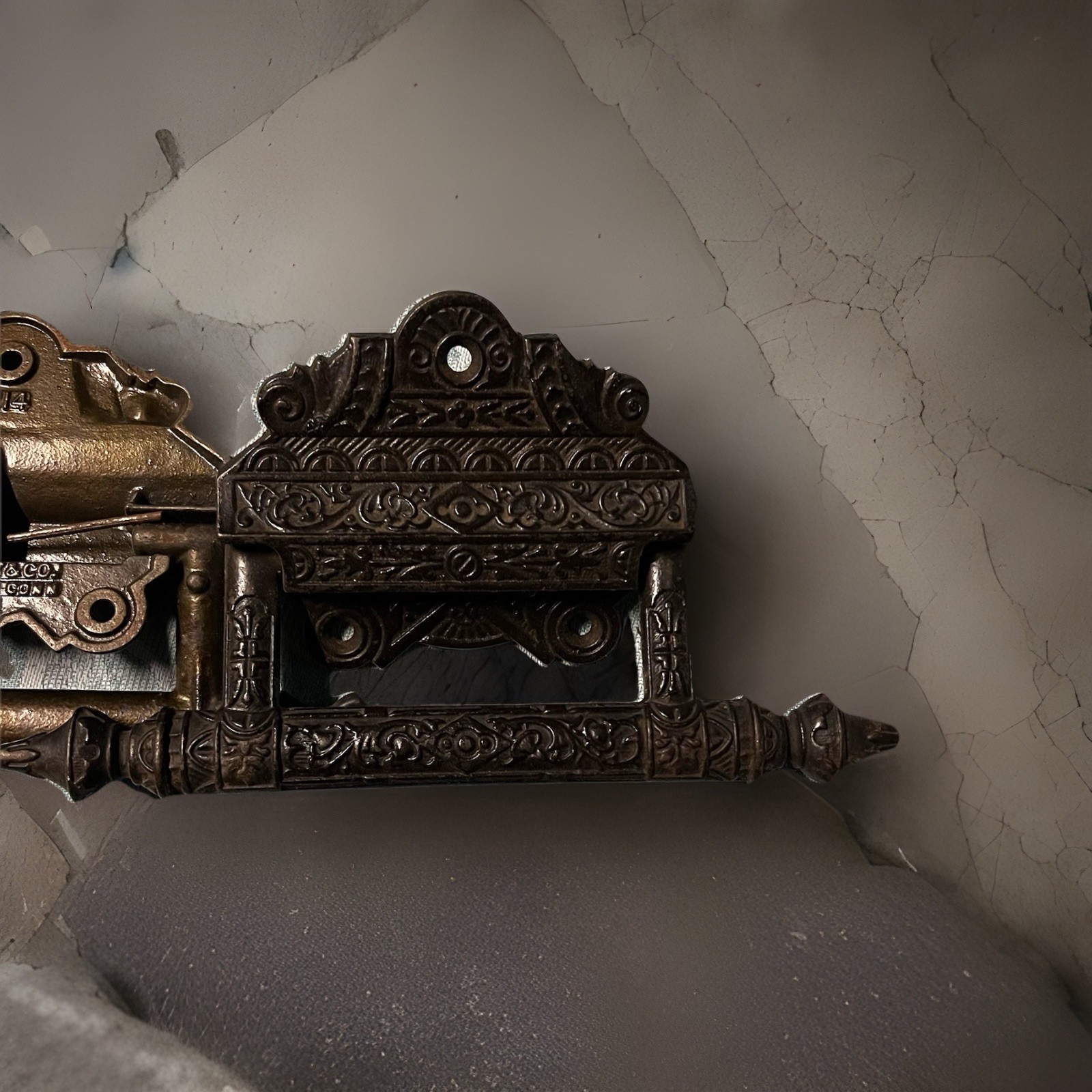 2 Heavy Antique Victorian Eastlake Cast Iron Casket/Coffin/Tool Box Drop Handles