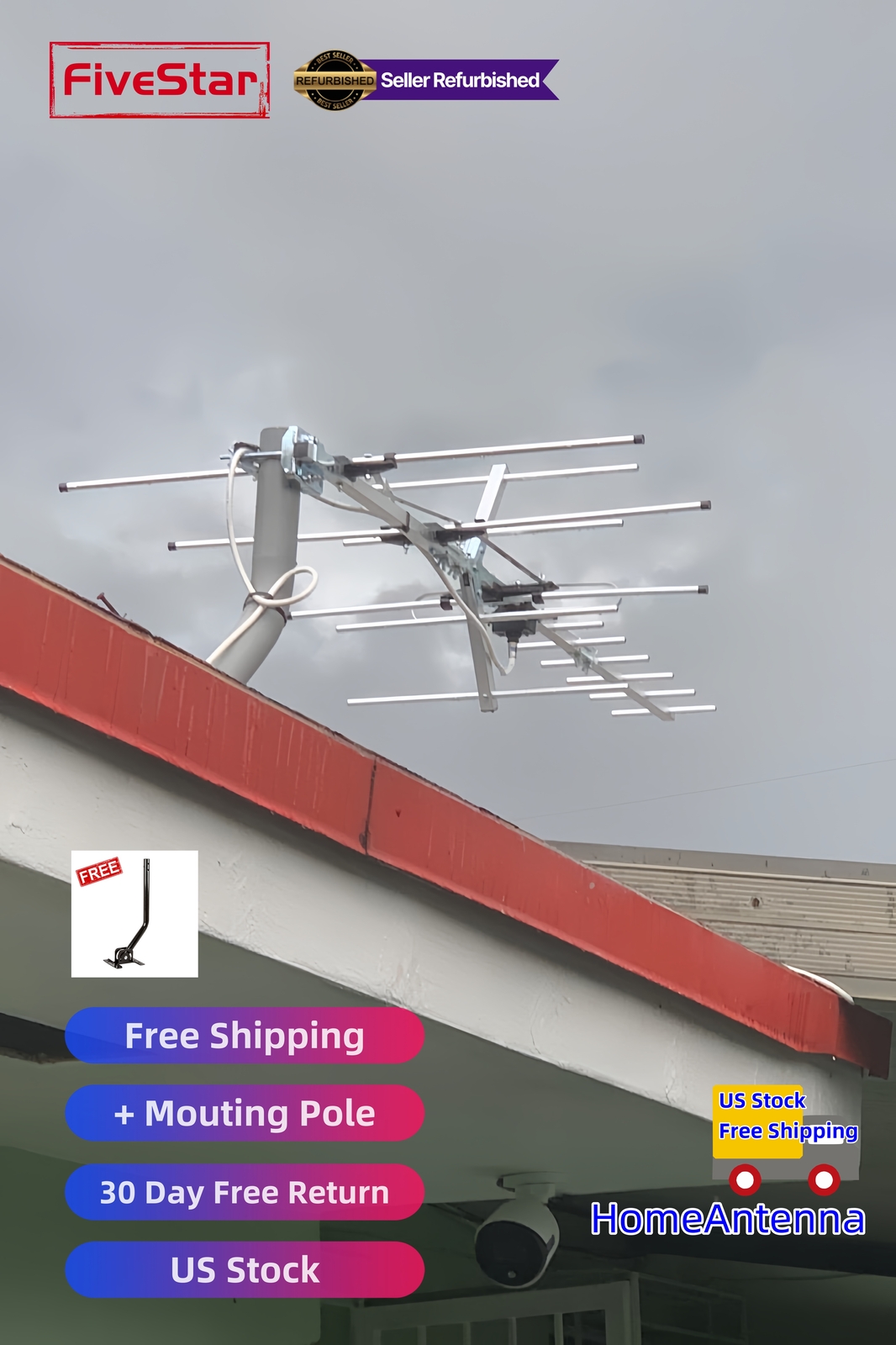 Superior Yagi Outdoor TV Antenna 200 Mile Digital HD Roof Attic Mount