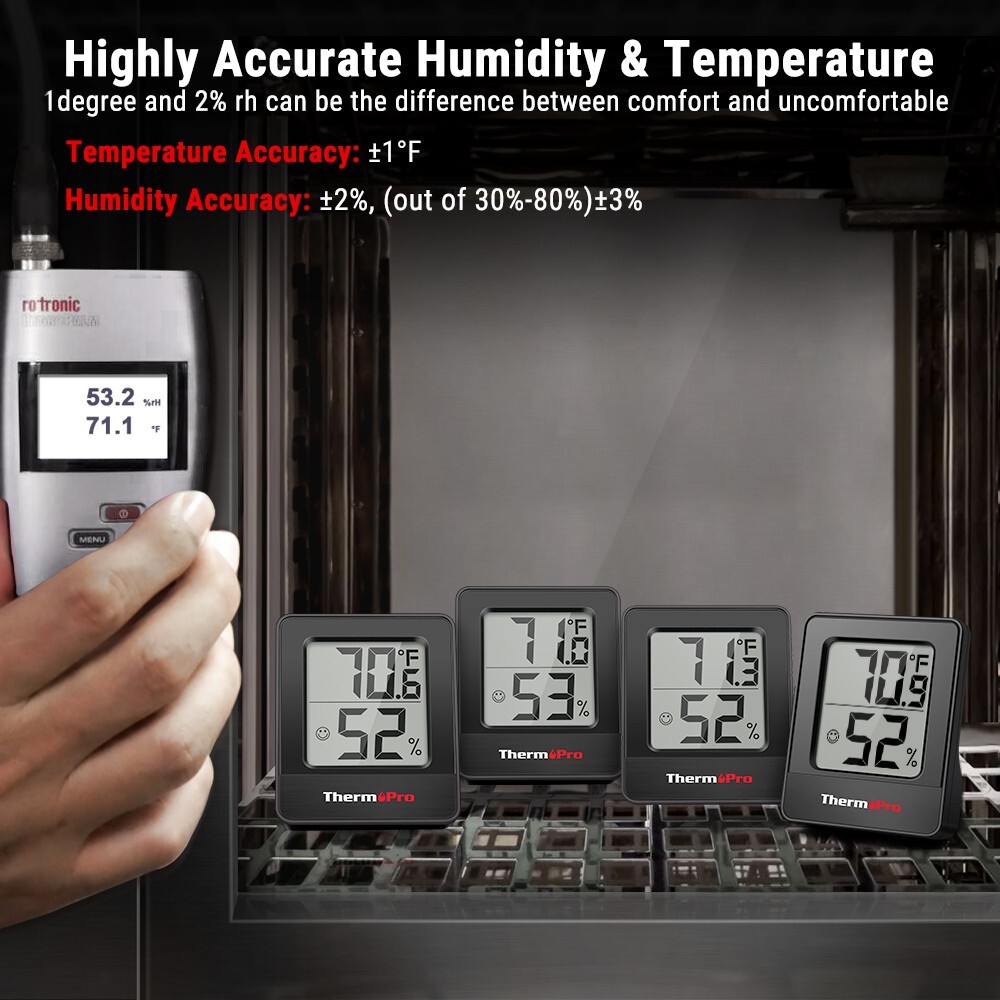 2pcs ThermoPro TP49BW Thermometer Hygrometer Digital Temperature Humidity Meter