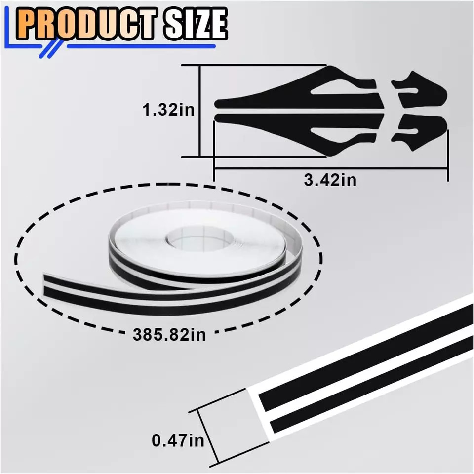 32Feet Vinyl Pinstriping Pin Stripe Double Line Car Tape Decal Sticker 1/6" 1/12