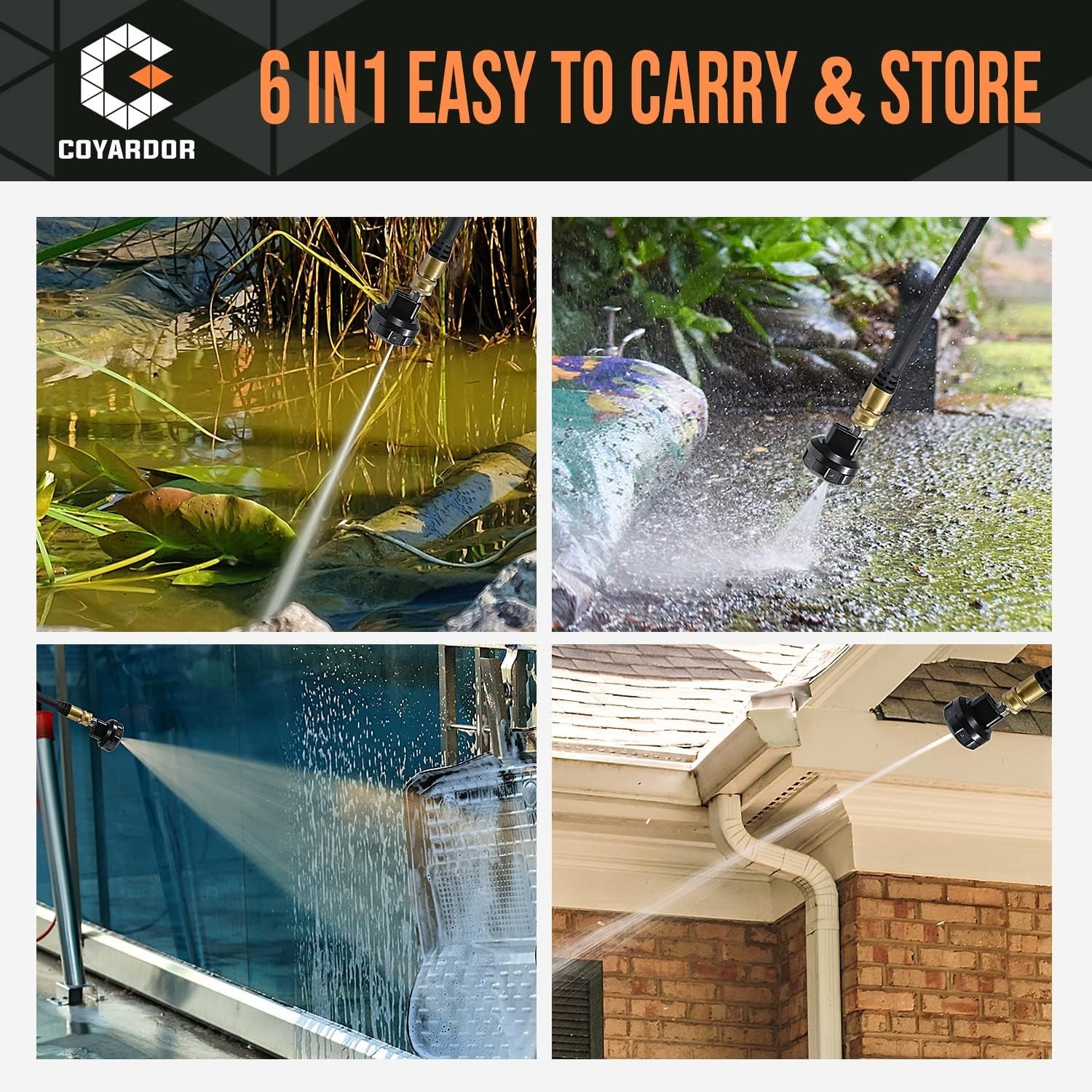 COYARDOR Pressure Washer 6 in 1 Quick Change Over Spray Nozzle Tips, 3000 PSI
