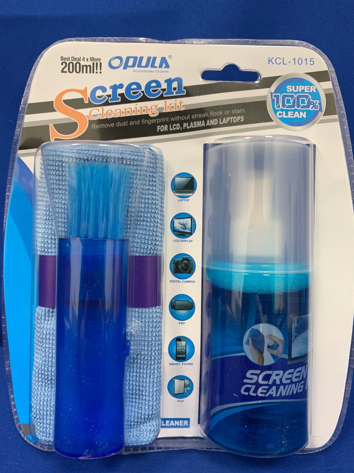Screen Cleaning Kit Cleaner Spray Brush Microfiber Cloth Wipe Phone TV Camera