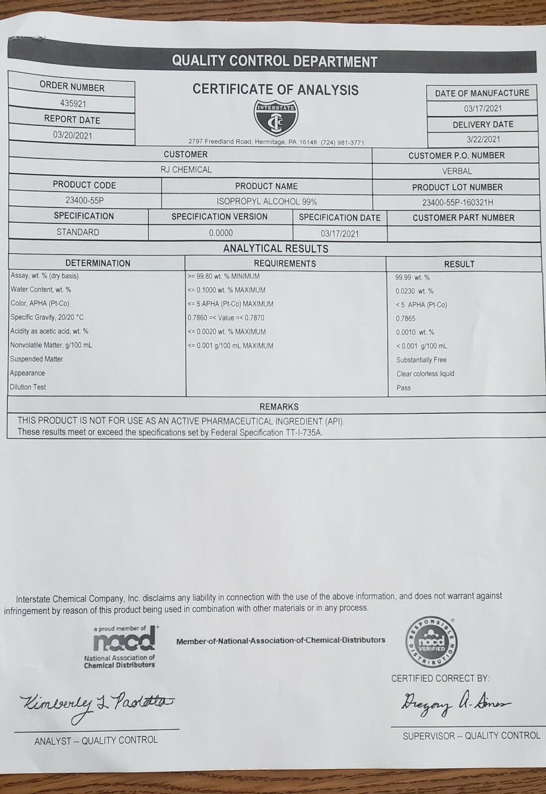 ISOPROPYL ALCOHOL 99%- NO IMPURITIES - 4 GALLONS PACKED IN 16 QUARTS