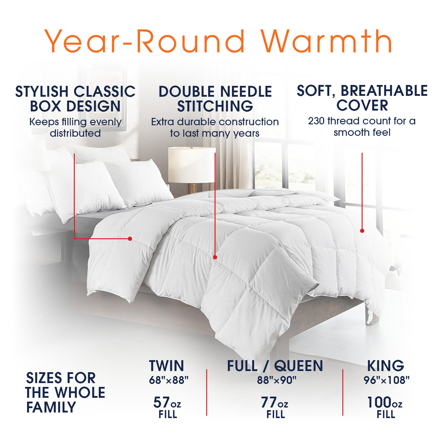 Cheer Collection Luxurious Duvet Insert - Super Plush Goose Down Alternative