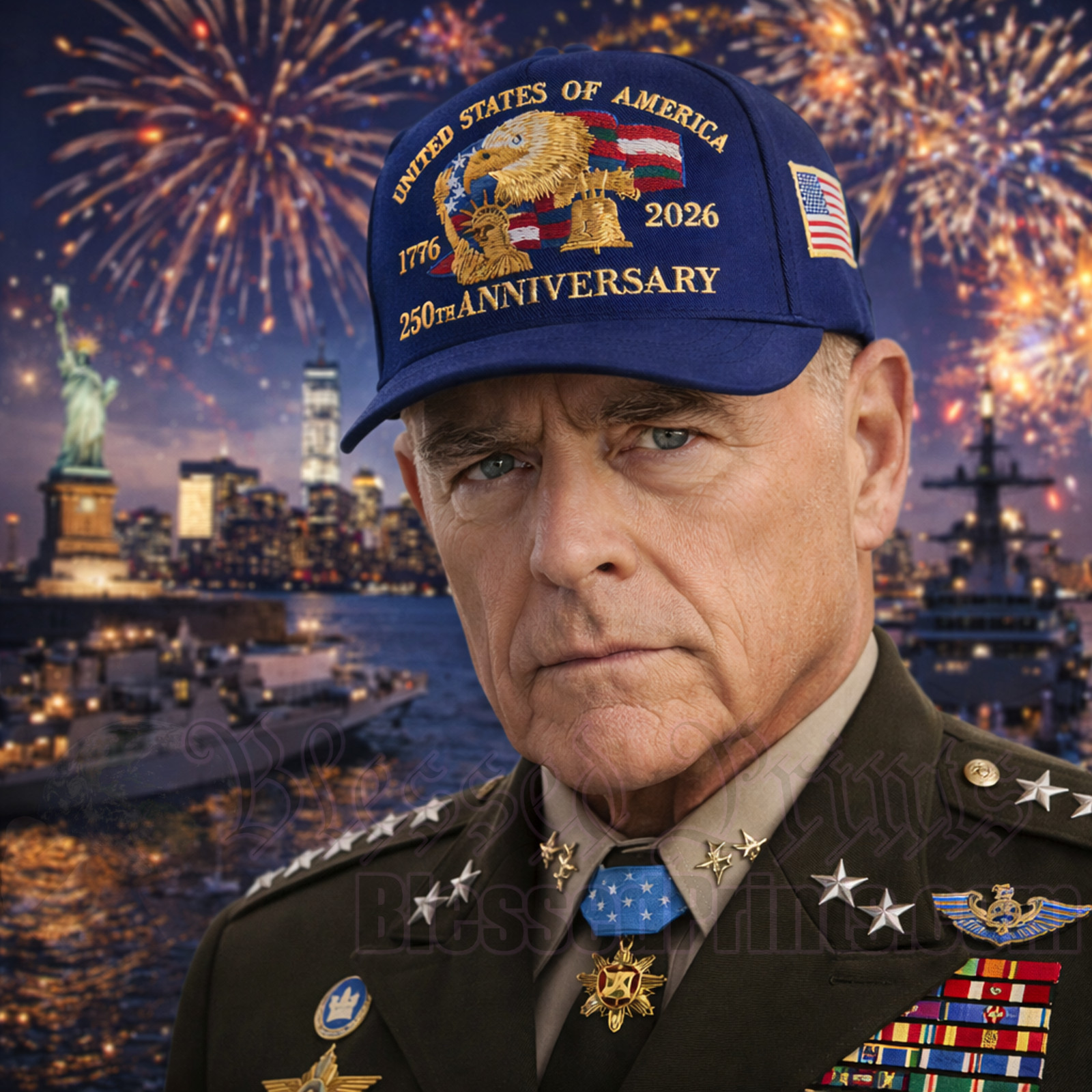 USA 250th Anniversary Hat Cap Eagle 1776 2026 Navy Embroidered Made In USA V1.0
