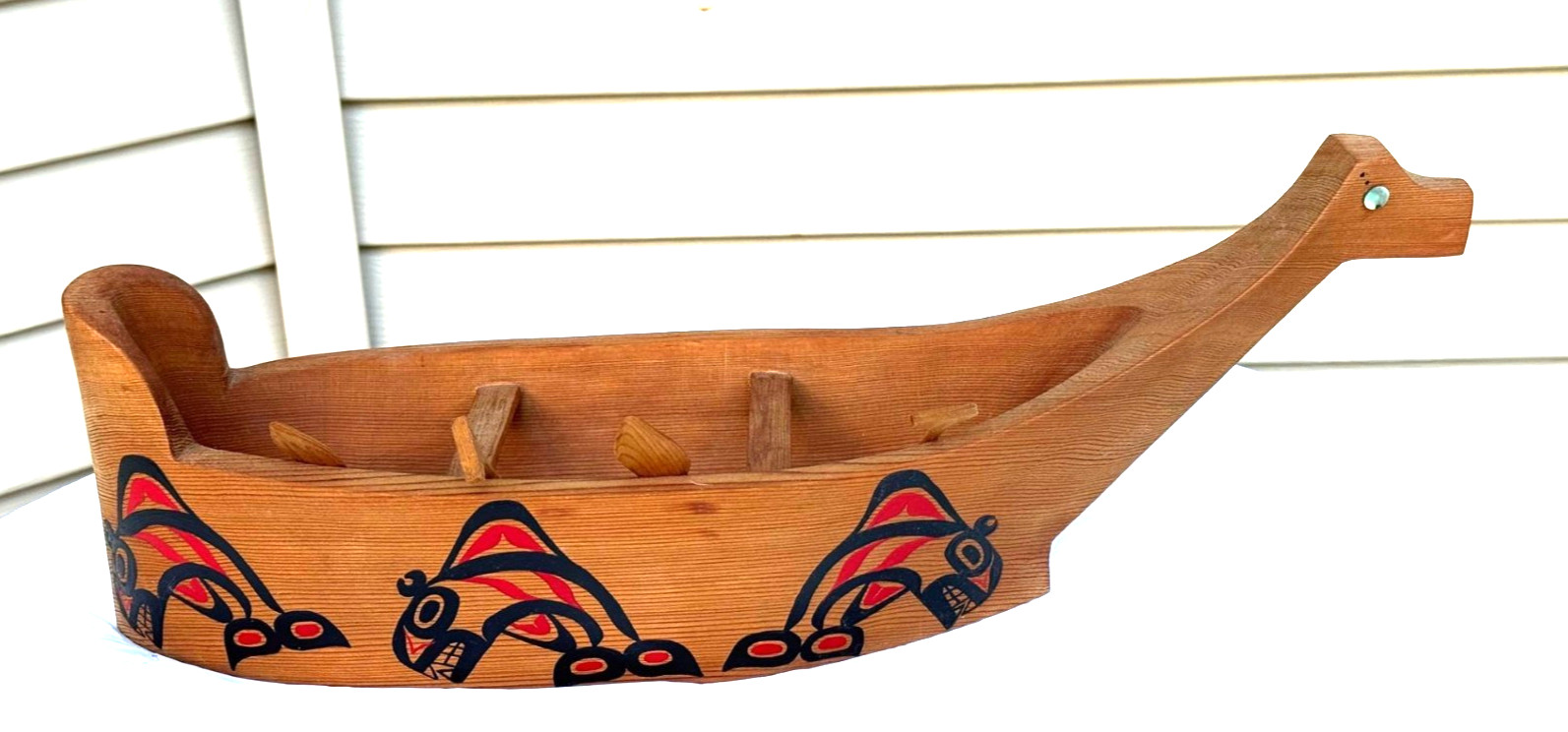 Northwest Coast Native Art Large Killerwhale Canoe Journey sculpture carving