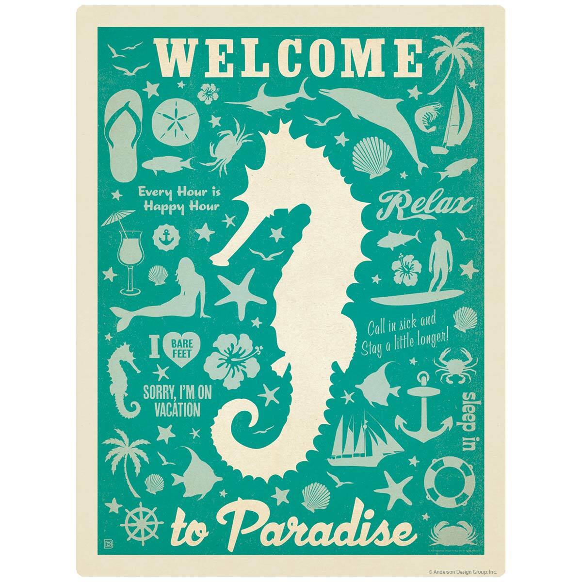 Welcome to Paradise Seahorse Decal Peel and Stick Decor