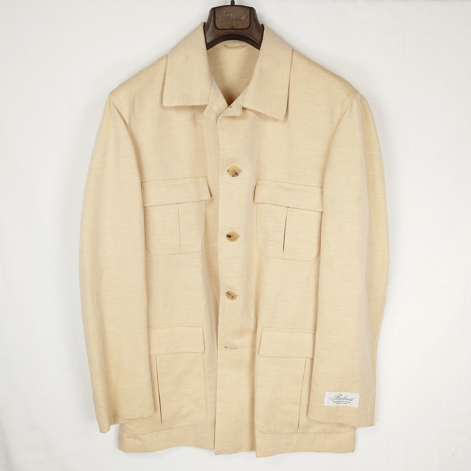 NEW Belvest Yellow/Tan Cotton Linen Slubby Shirt-Jacket Safari Size 40 40r