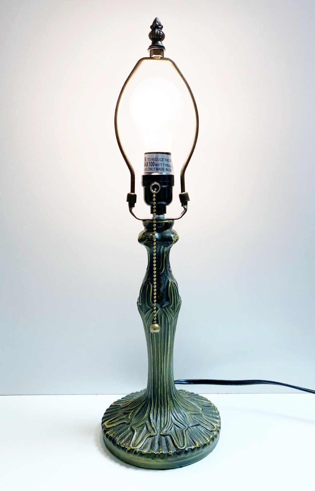 Tiffany Lamp Base-TRADITIONAL Antique Style-Base Only, 1-Light Pull Chain-Bz-16"