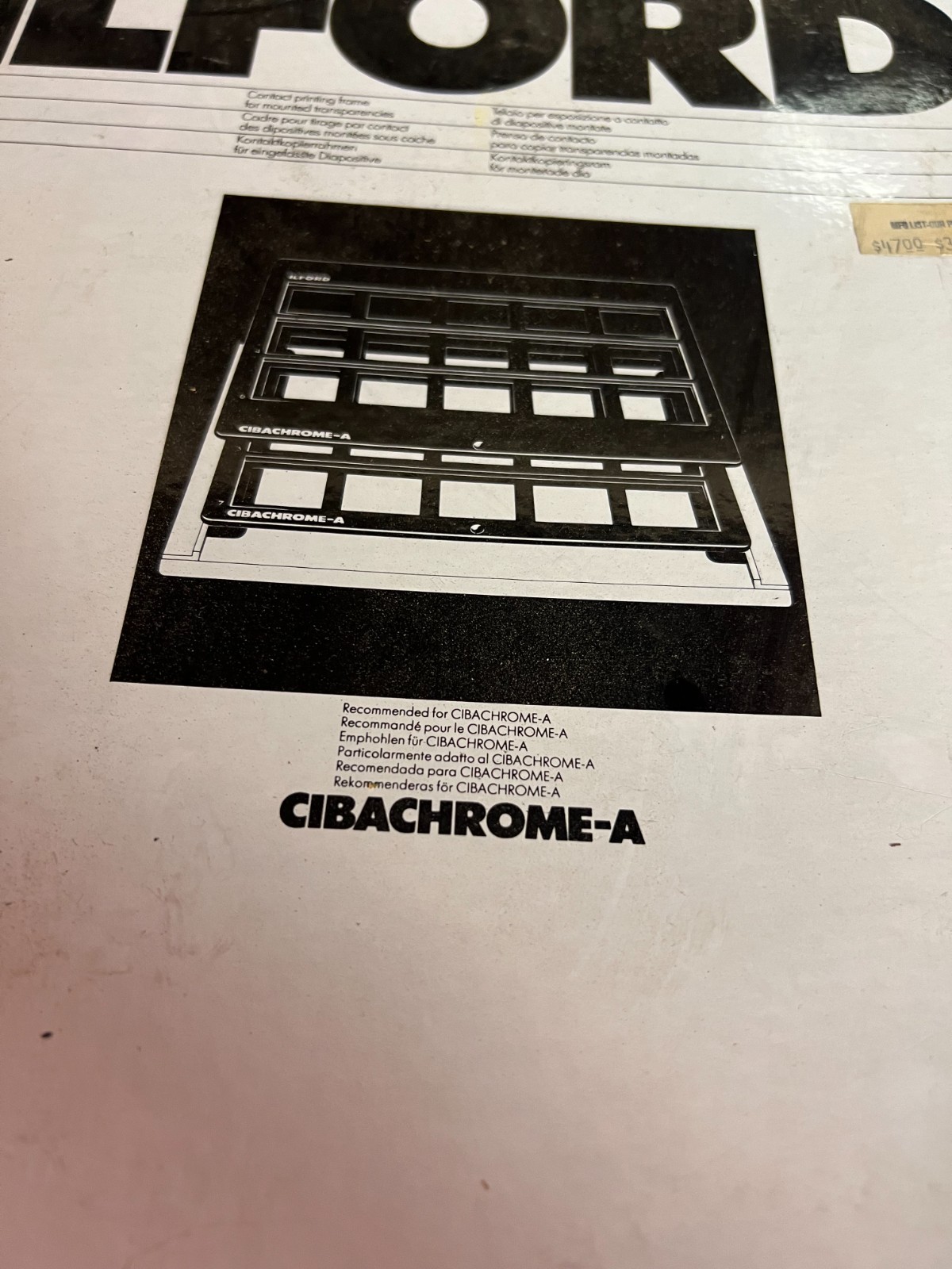 Ilford Cibachrome-A Contact Printing Frame, Boxed, Includes Instructions