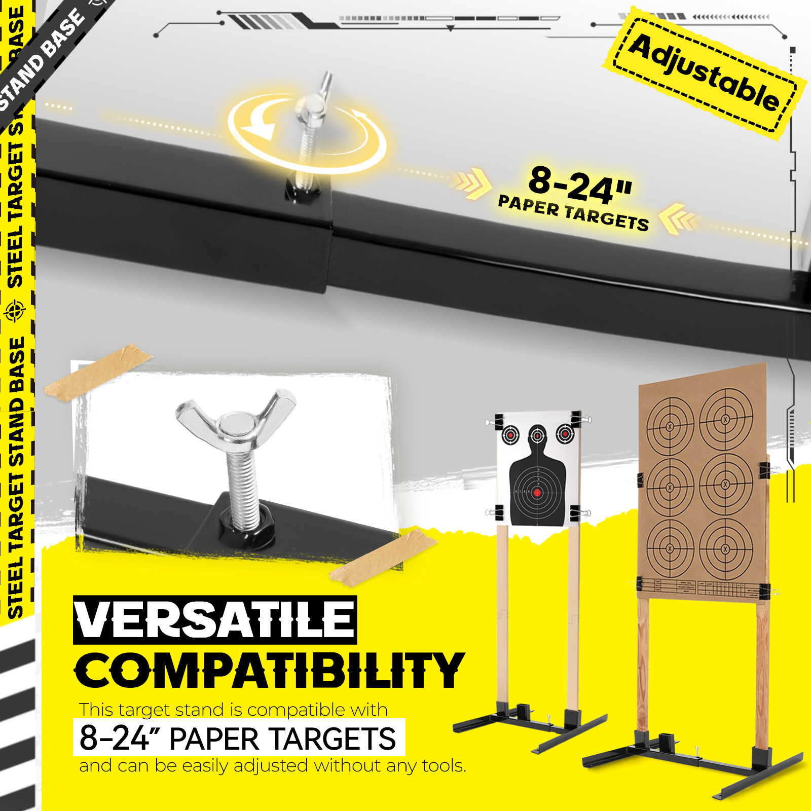 Adjustable H-Shaped Target Stand Base For Paper Silhouette Shooting 2-Pack