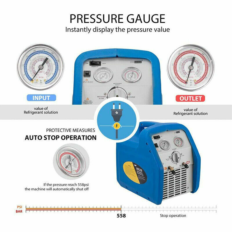 Portable Refrigerant Recovery Machine 3/4HP Single Cylinder & 1HP Dual Cylinder