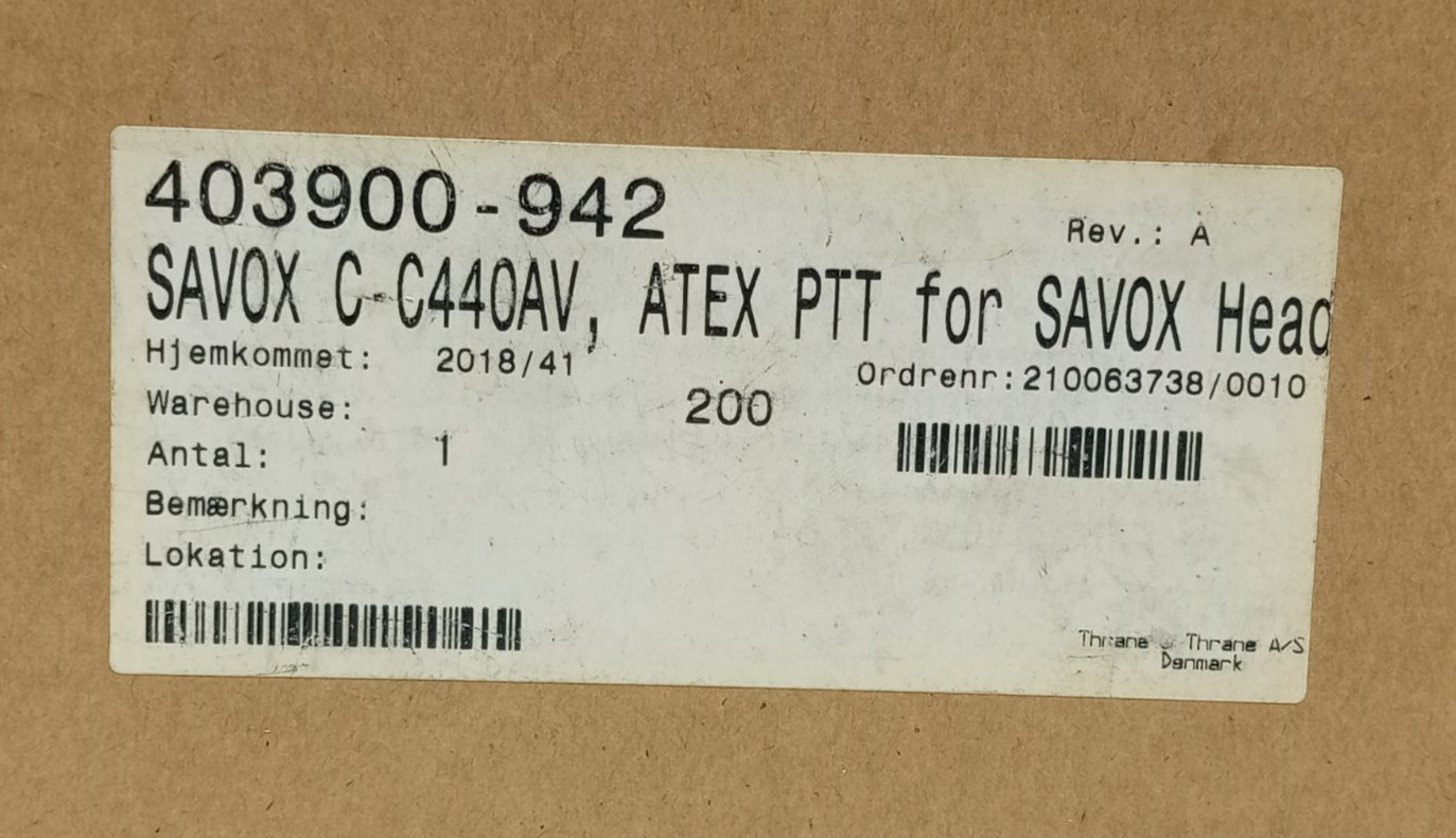 SAVOX C-C440/SAILOR EX PUSH TO TALK UNIT, PN L443922