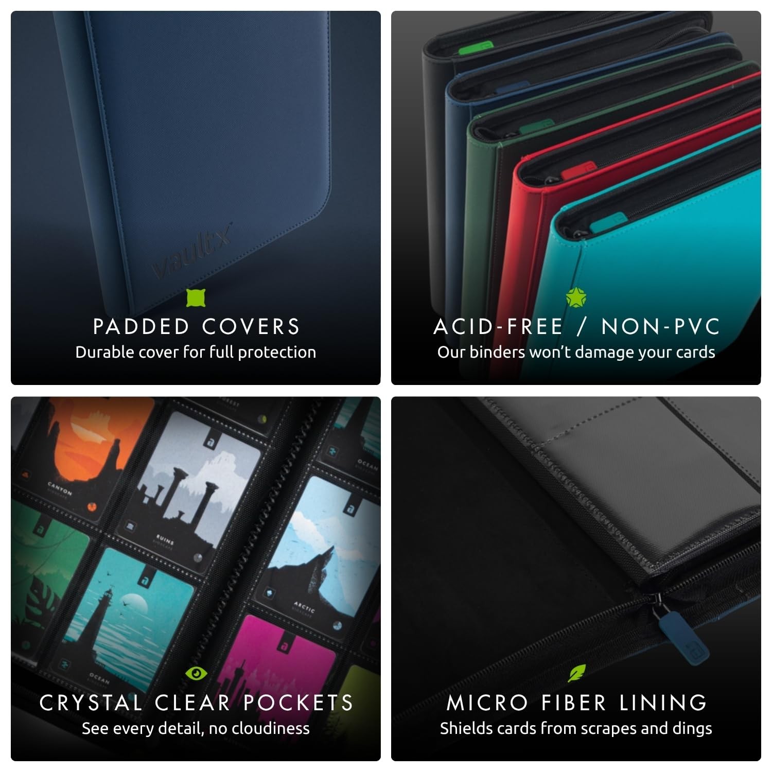 Vault X 12 XL Pocket Zip Binder - 624 Card, TCG Folder Album, Side-Loading (Blue