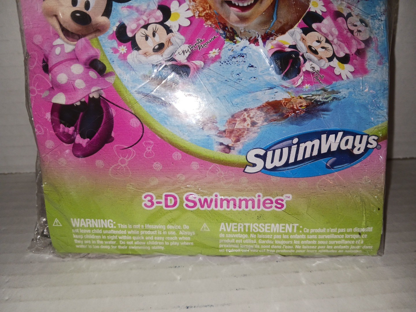 Disney Minnie Mouse 3D Swimmies Inflatable Arm Floaties Age 3-5 Repair Patch Inc
