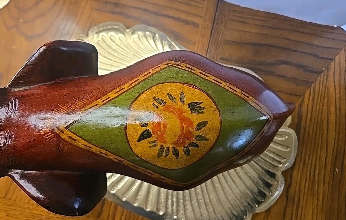 Elephant- Hand Crafted-Soild Wood- Beautiful Accent Painting On Saddle 12"