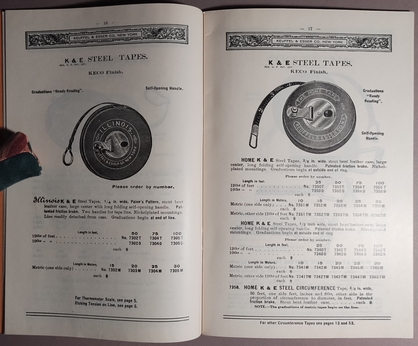 1926 Keuffel & Esser K&E Measuring Tape Folding Rule Catalog + Ink Blotter B6-26