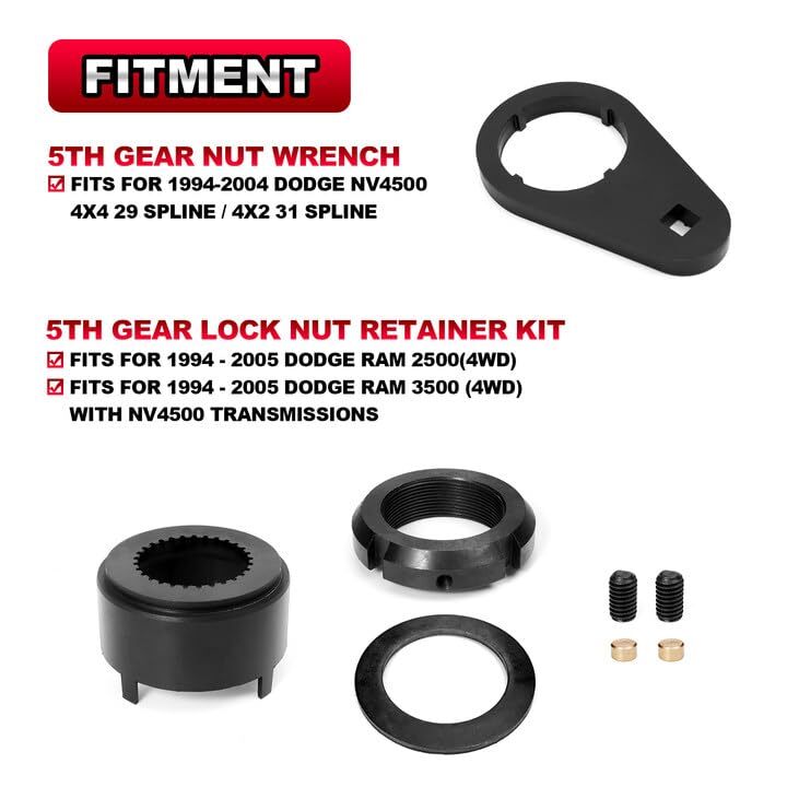 5th Gear Lock Nut Retainer Kit & 5th Gear Nut Wrench for 1994-2004 Dodge Cummins