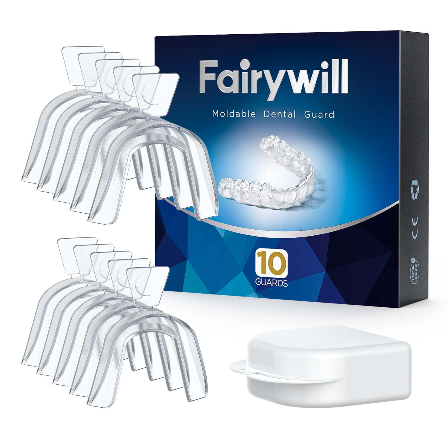 Fairywill Mouth Guard for Grinding Teeth Night Guards Whitening Trays 10 Packs