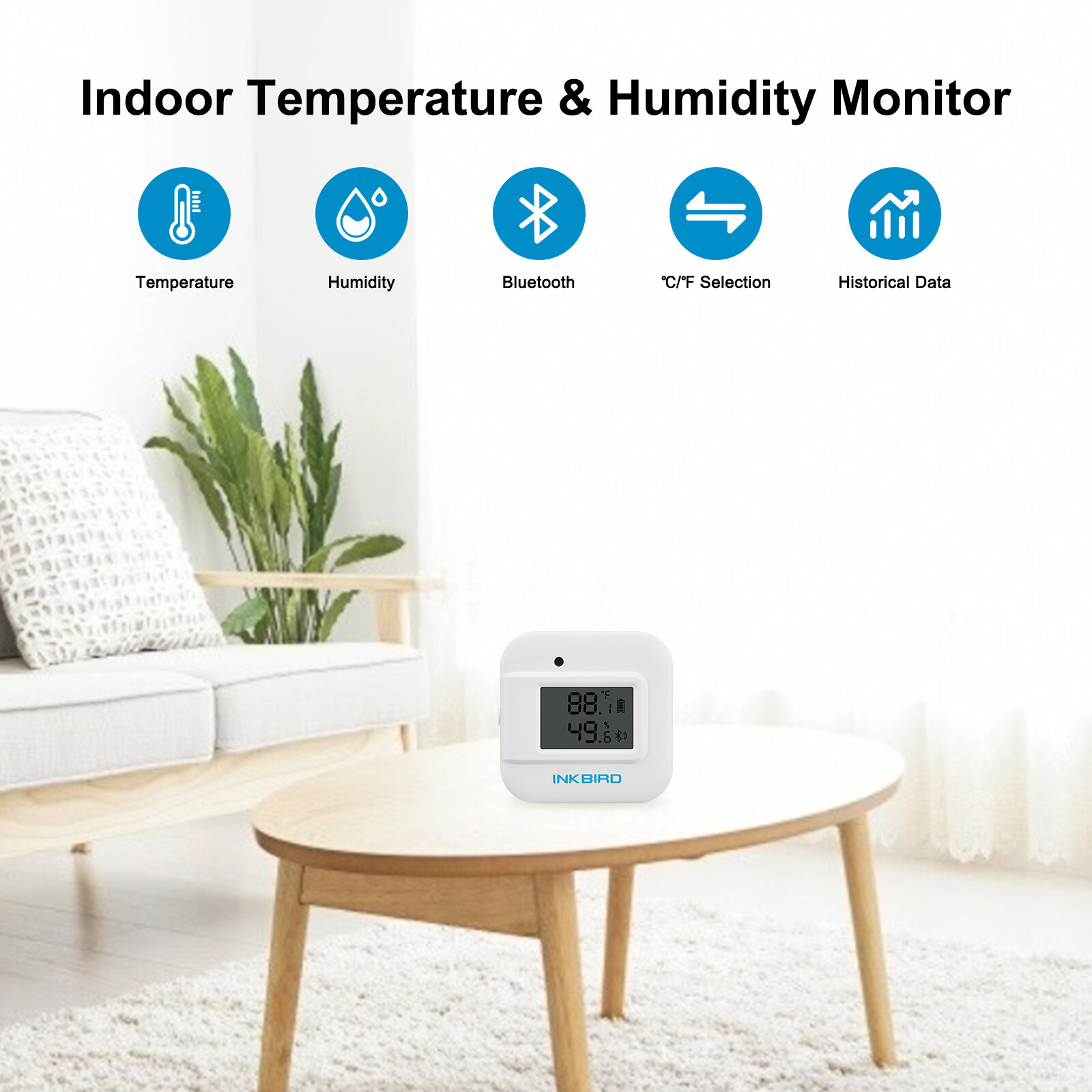 Inkbird Smart Thermometer Temperature Humidity Monitor Hygrometer External Probe