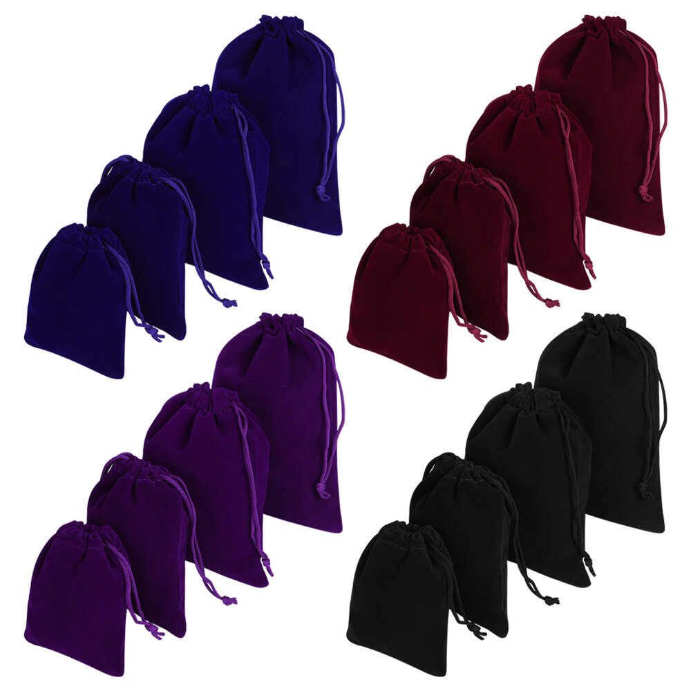 100Pc Lot Velvet Drawstring Velour Pouch Jewelry Baggie Ring Gift Bag Pouch Sets