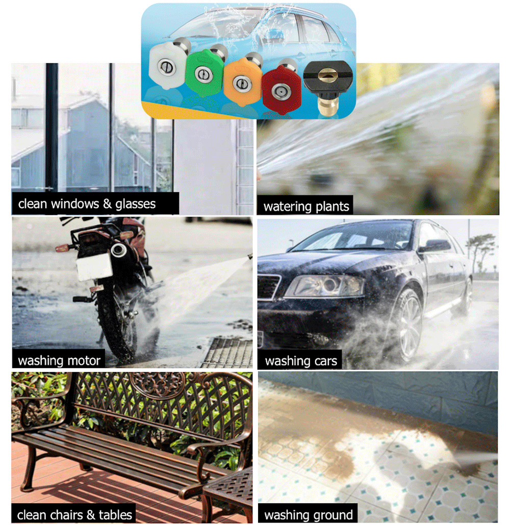 5pcs Pressure Washer Spray Tips Nozzles High Power Kit Quick Connect 1/4" Set